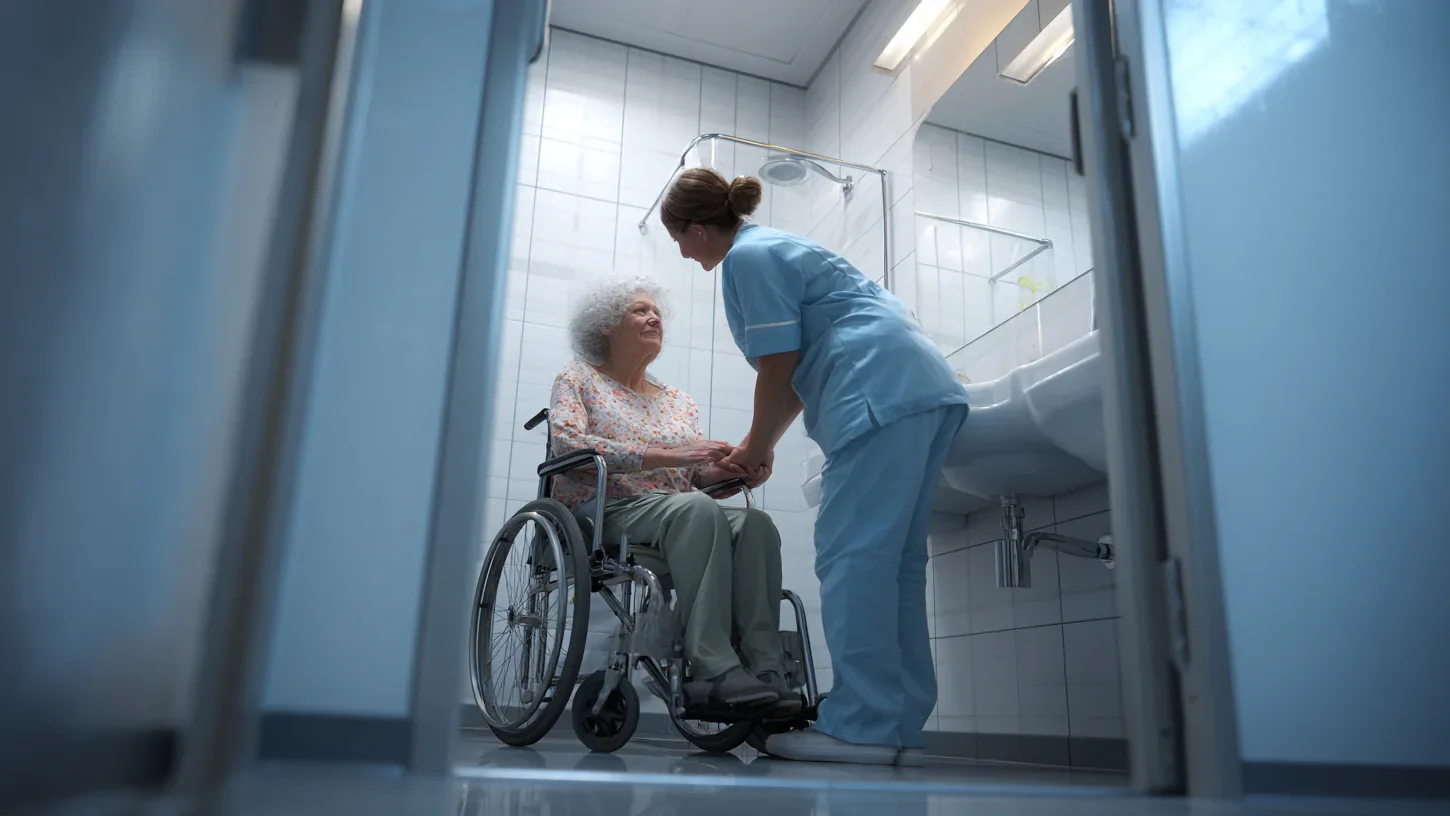 u9896718285 Healthcare worker assisting elderly woman
