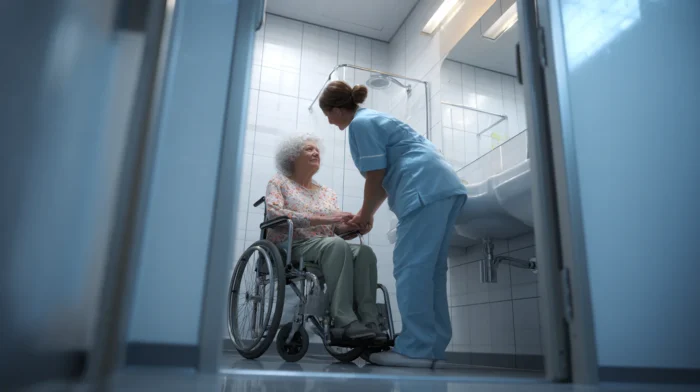 u9896718285 Healthcare worker assisting elderly woman